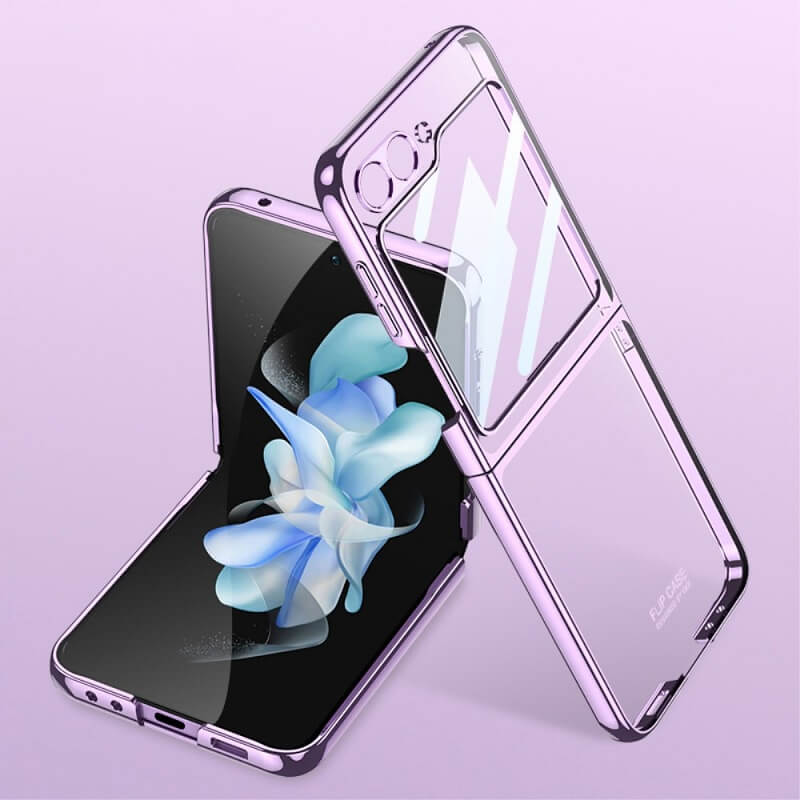 Калъф с Цветна Рамка за Samsung Z Flip 7 FE/Z Flip 6, GKK Electroplating Case, Лилав