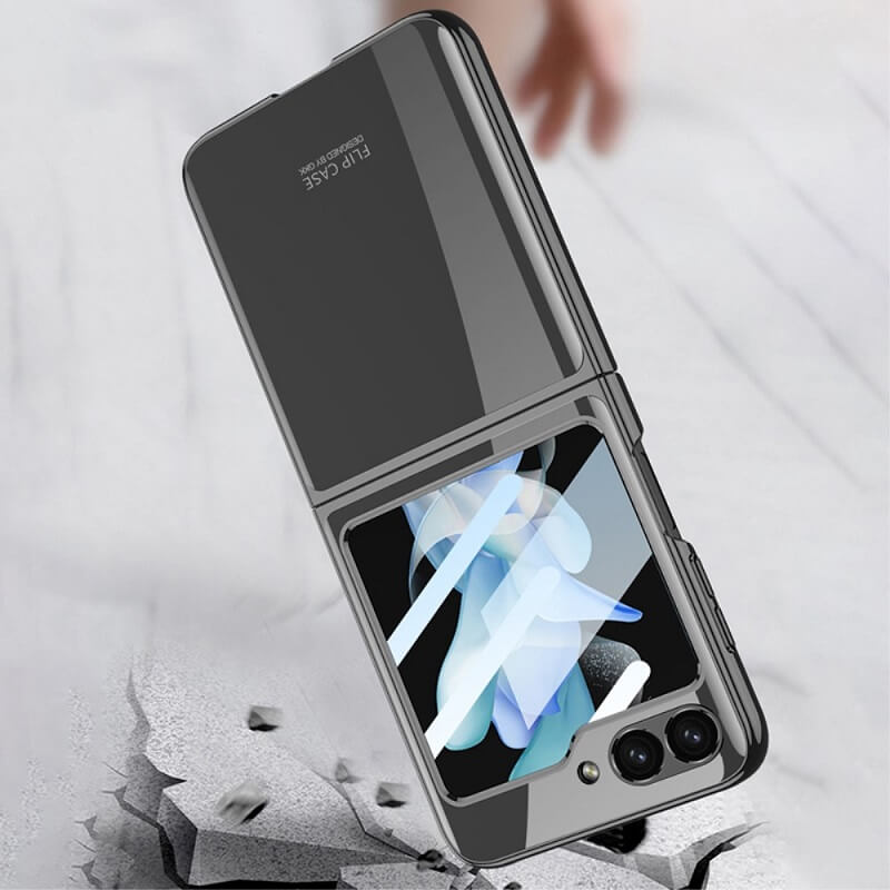 Калъф с Цветна Рамка за Samsung Z Flip 7 FE/Z Flip 6, GKK Electroplating Case, Черен (2)