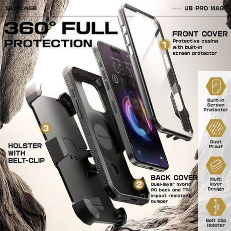 Magsafe Противоударен Калъф за iPhone 16 Pro Max, Supcase UB Pro Mag, Черен (5)