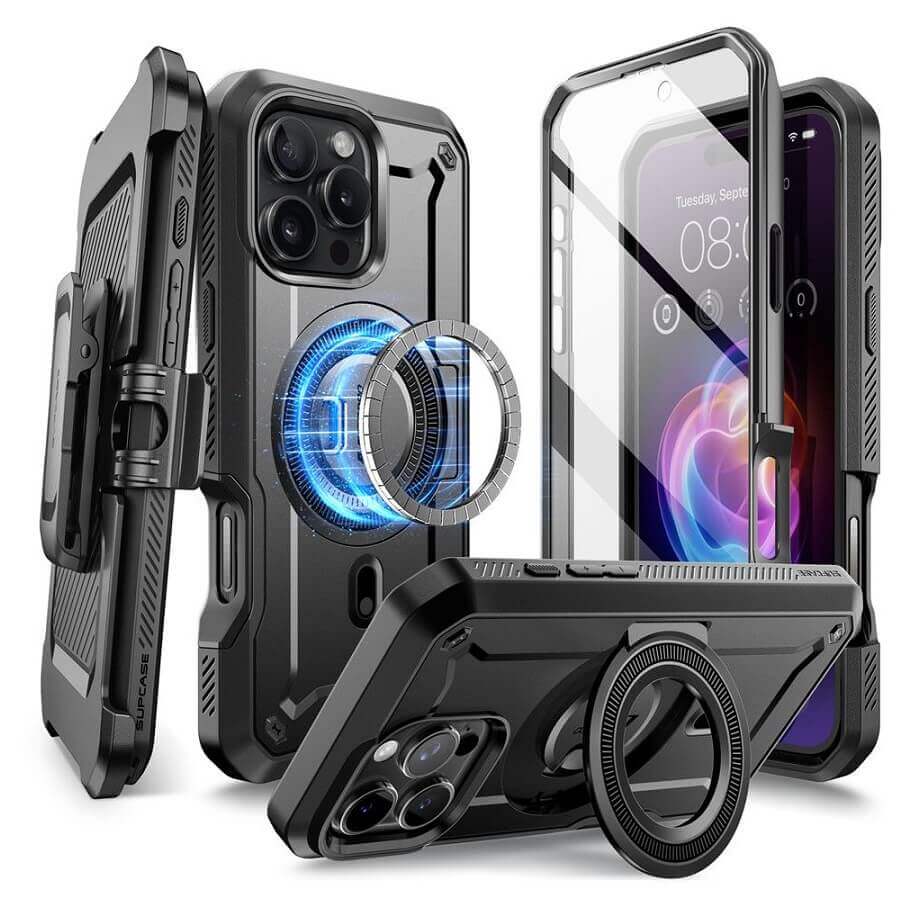 Magsafe Противоударен Калъф за iPhone 16 Pro Max, Supcase UB Pro Mag, Черен
