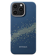 Magsafe Калъф за iPhone 16 Pro, Pitaka Edge StarPeak Milky Way Case, Син