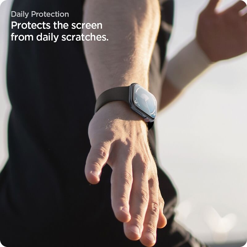Удароустойчив Протектор за Apple Watch 11/ 10 42mm, Spigen Elite Shield EZ Fit Glass 2бр., Прозрачен (13)