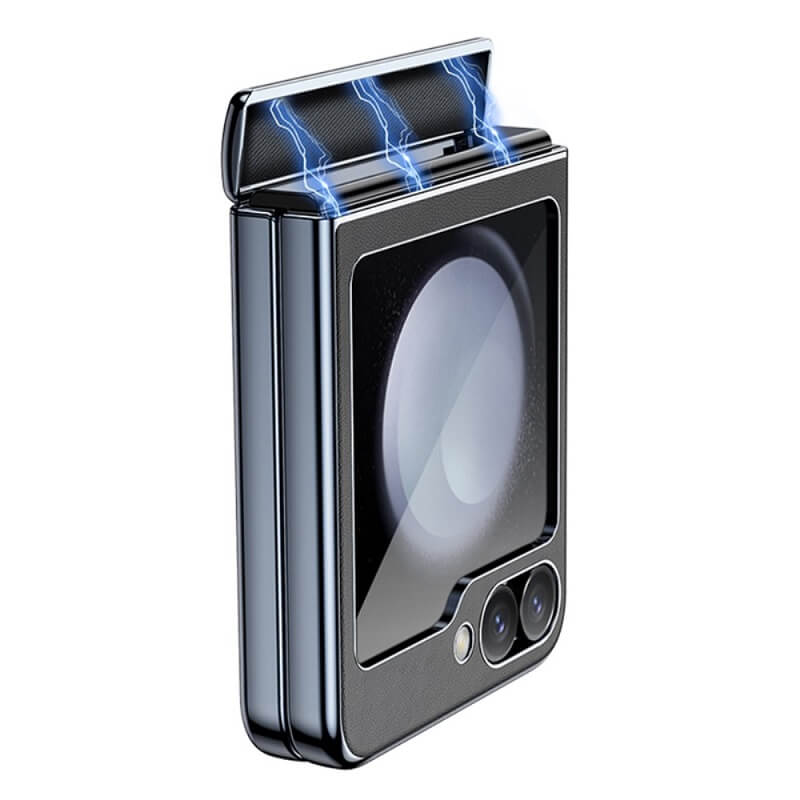Калъф с Предпазител за Samsung Galaxy Z Flip 7 FE/Z Flip 6, GKK Electroplating Magnetic Hinge Case, Черен (5)
