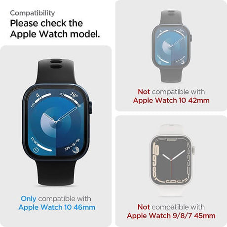 Удароустойчив Протектор за Apple Watch 11/ 10 46mm, Spigen Elite Shield EZ Fit Glass 2бр., Прозрачен (7)