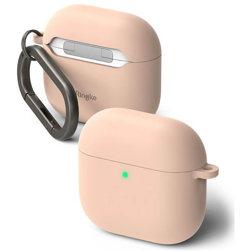 Калъф за Слушалки за Apple Airpods 4, Ringke Silicone Case, Розов
