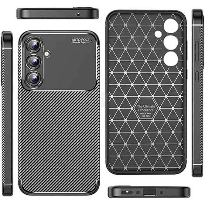 Силиконов Калъф за Samsung A16, New Carbon Case, Черен (3)