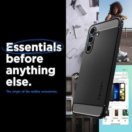 Противоударен Силиконов Калъф за Samsung A16, Spigen Rugged Armor Case, Черен (9)