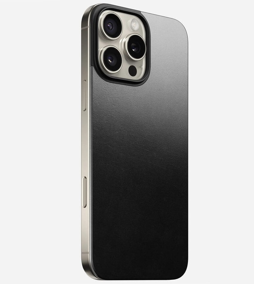 Magsafe Кожен Калъф-Подложка за iPhone 16 Pro Max, Nomad Leather Back Case, Черен