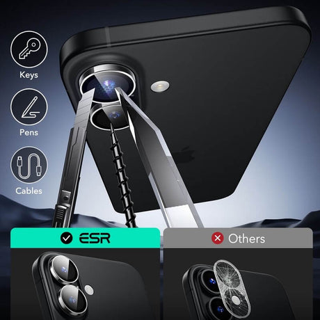 Протектор за Камерата на iPhone 16, ESR Armorite Camera Ring Glass, Прозрачен (4)