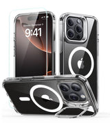 Magsafe Калъф и Протектор за iPhone 16 Pro, ESR Classic Hybrid Kickstand Magnetic Case, Прозрачен