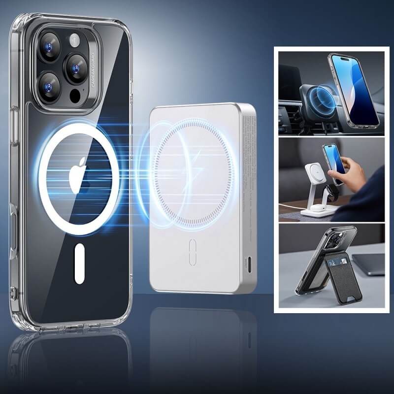 Magsafe Калъф и Протектор за iPhone 16 Pro Max, ESR Classic Hybrid Magnetic Case, Прозрачен (3)