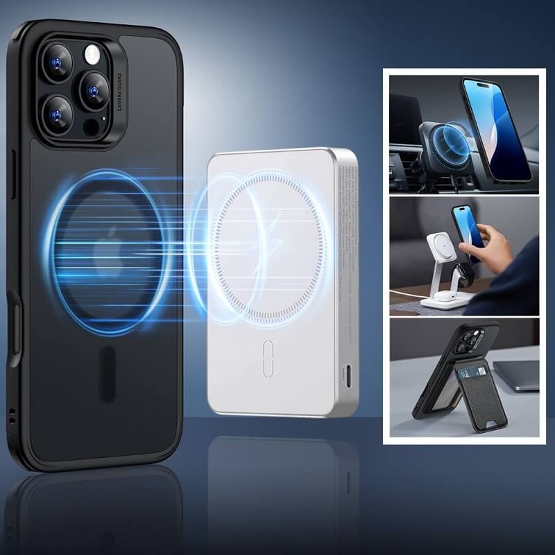 Magsafe Калъф и Протектор за iPhone 16 Pro Max, ESR Classic Hybrid Magnetic Case, Черен (4)