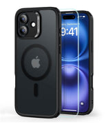 Magsafe Калъф и Протектор за iPhone 16, ESR Classic Hybrid Magnetic Set Case, Черен