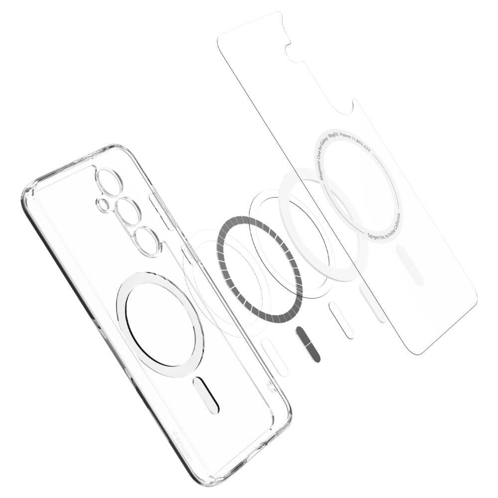 Magsafe Противоударен Калъф за Samsung S24 FE, Spigen Ultra Hybrid Case, Бял (5)