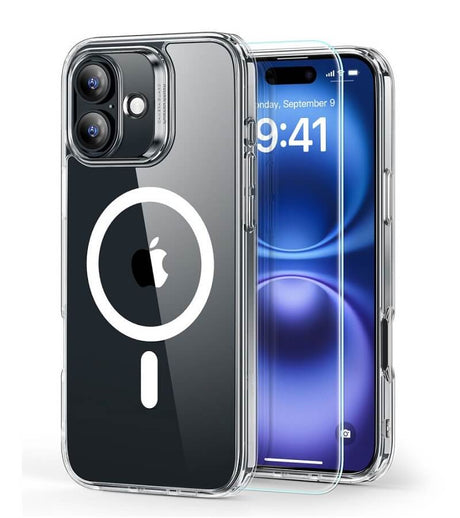 Magsafe Калъф и Протектор за iPhone 16, ESR Classic Hybrid Magnetic Set Case, Прозрачен