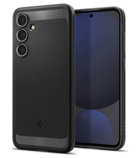 Противоударен Силиконов Калъф за Samsung S24 FE, Spigen Rugged Armor Case, Черен