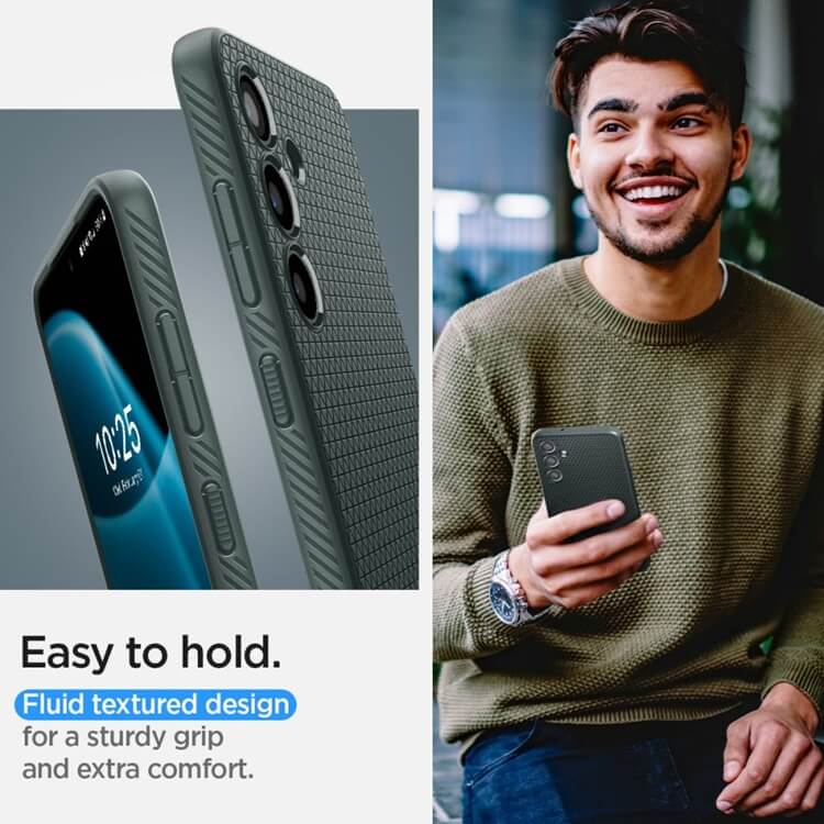 Противоударен Силиконов Калъф за Samsung S24 FE, Spigen Liquid Air Case, Зелен (10)