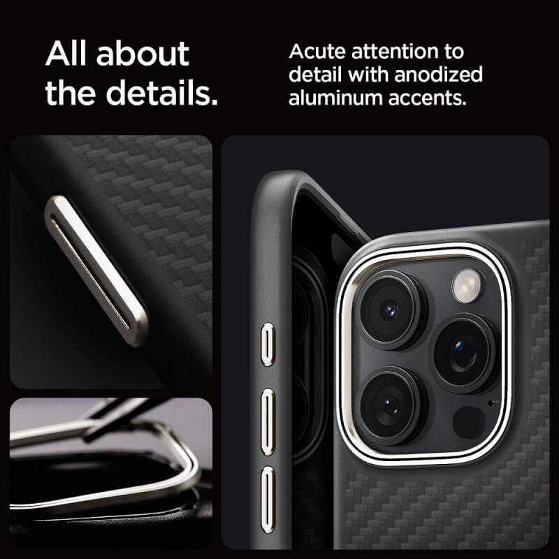 Magsafe Тънък Калъф за iPhone 16 Pro, Spigen Enzo Aramid Case, Черен (9)