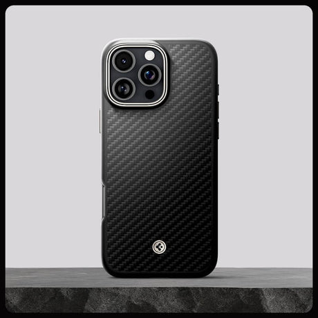 Magsafe Тънък Калъф за iPhone 16 Pro, Spigen Enzo Aramid Case, Черен (7)