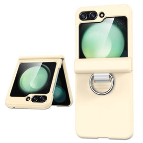 Калъф с Пръстен за Samsung Galaxy Z Flip 7 FE/Z Flip 6, GKK Ring Hinge Case, Бежов