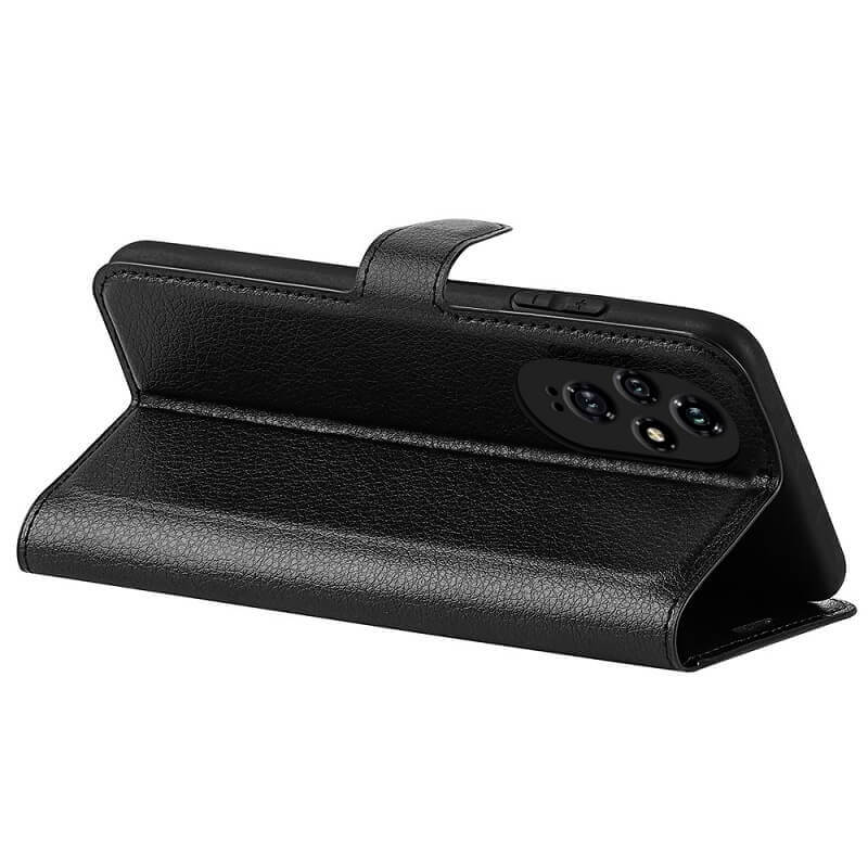 Кожен Калъф с Джобове за Honor 200, Wallet Book Case, Черен (5)