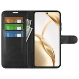Кожен Калъф с Джобове за Honor 200 Pro, Wallet Book Case, Черен (3)