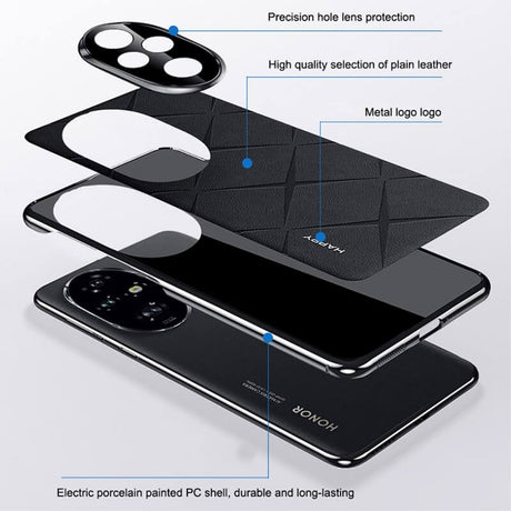 Кожен Калъф за Honor 200 Pro, Slim Leather Case, Черен (2)