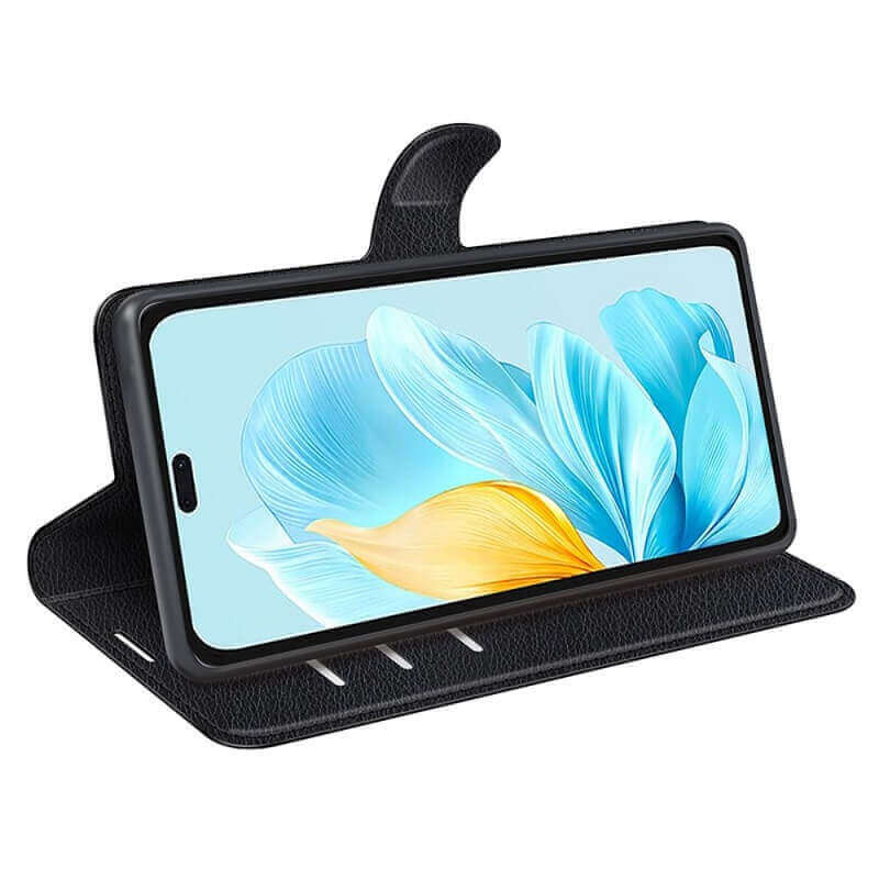 Кожен Калъф с Джобове за Honor 200 Lite, Wallet Book Case, Черен (4)