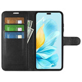 Кожен Калъф с Джобове за Honor 200 Lite, Wallet Book Case, Черен (3)