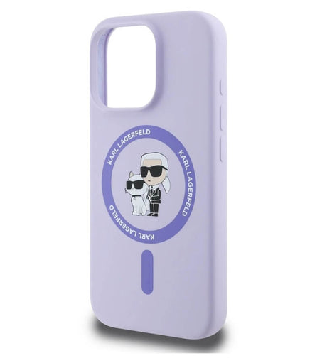 Magsafe Калъф за iPhone 16 Pro, Karl Lagerfeld Karl&Choupette Heads Ring Case, Лилав (4)