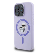 Magsafe Калъф за iPhone 16 Pro, Karl Lagerfeld Karl&Choupette Heads Ring Case, Лилав (3)