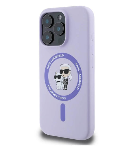 Magsafe Калъф за iPhone 16 Pro, Karl Lagerfeld Karl&Choupette Heads Ring Case, Лилав (3)