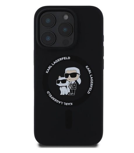 Magsafe Калъф за iPhone 16 Pro Max, Karl Lagerfeld Karl&Choupette Heads Ring Case, Черен (2)