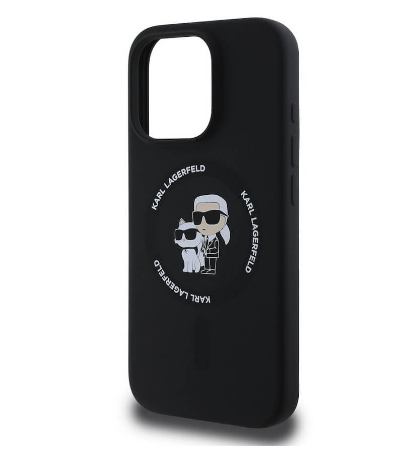 Magsafe Калъф за iPhone 16 Pro Max, Karl Lagerfeld Karl&Choupette Heads Ring Case, Черен (4)
