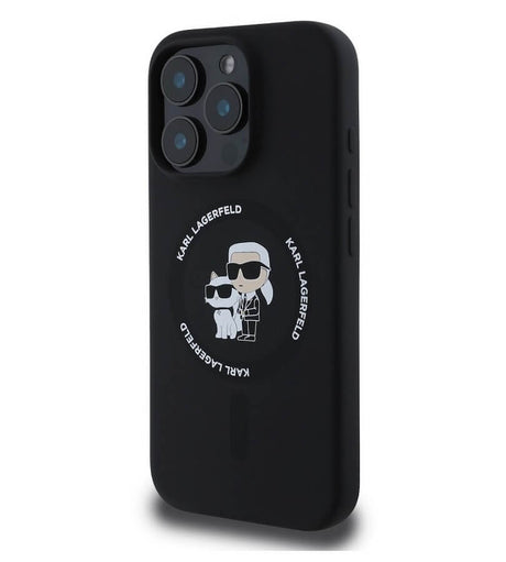 Magsafe Калъф за iPhone 16 Pro Max, Karl Lagerfeld Karl&Choupette Heads Ring Case, Черен (3)