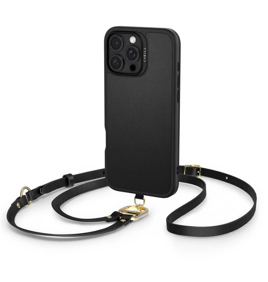 Magsafe Кожен Калъф с Връзки за iPhone 16 Pro, Spigen Cyrill Kajuk Classic Charm, Черен
