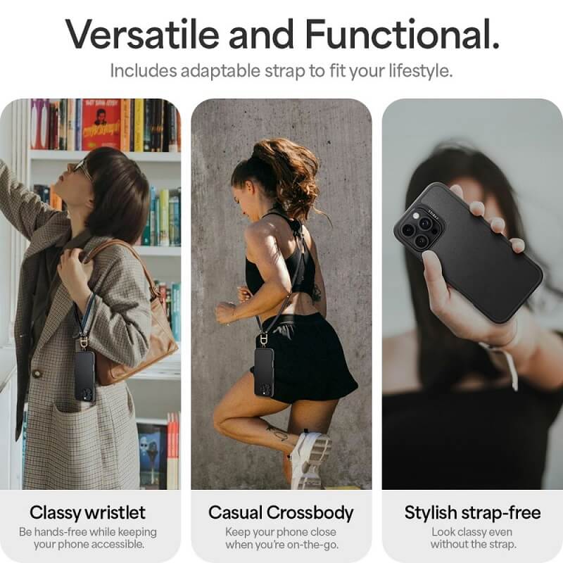 Magsafe Кожен Калъф с Връзки за iPhone 16 Pro, Spigen Cyrill Kajuk Classic Charm, Черен (7)