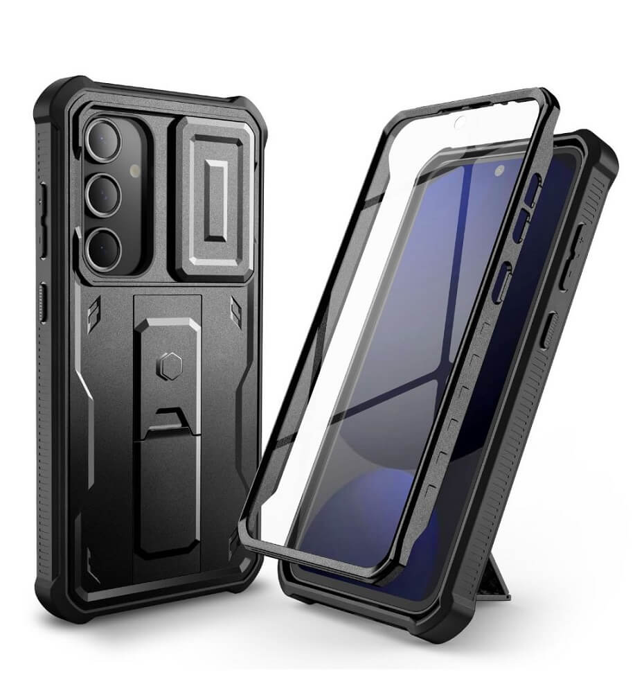 Противоударен Калъф с Плъзгач за Камера за Samsung S24 FE, Tech-Protect Kevlar Cam Plus Case, Черен