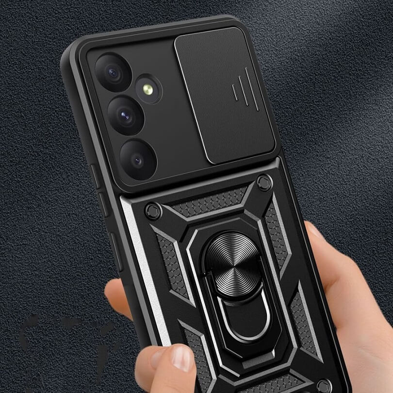 Калъф с Предпазител за Камера и Стойка за Samsung S24 FE, Tech-Protect CamShield Pro Case, Черен (4)