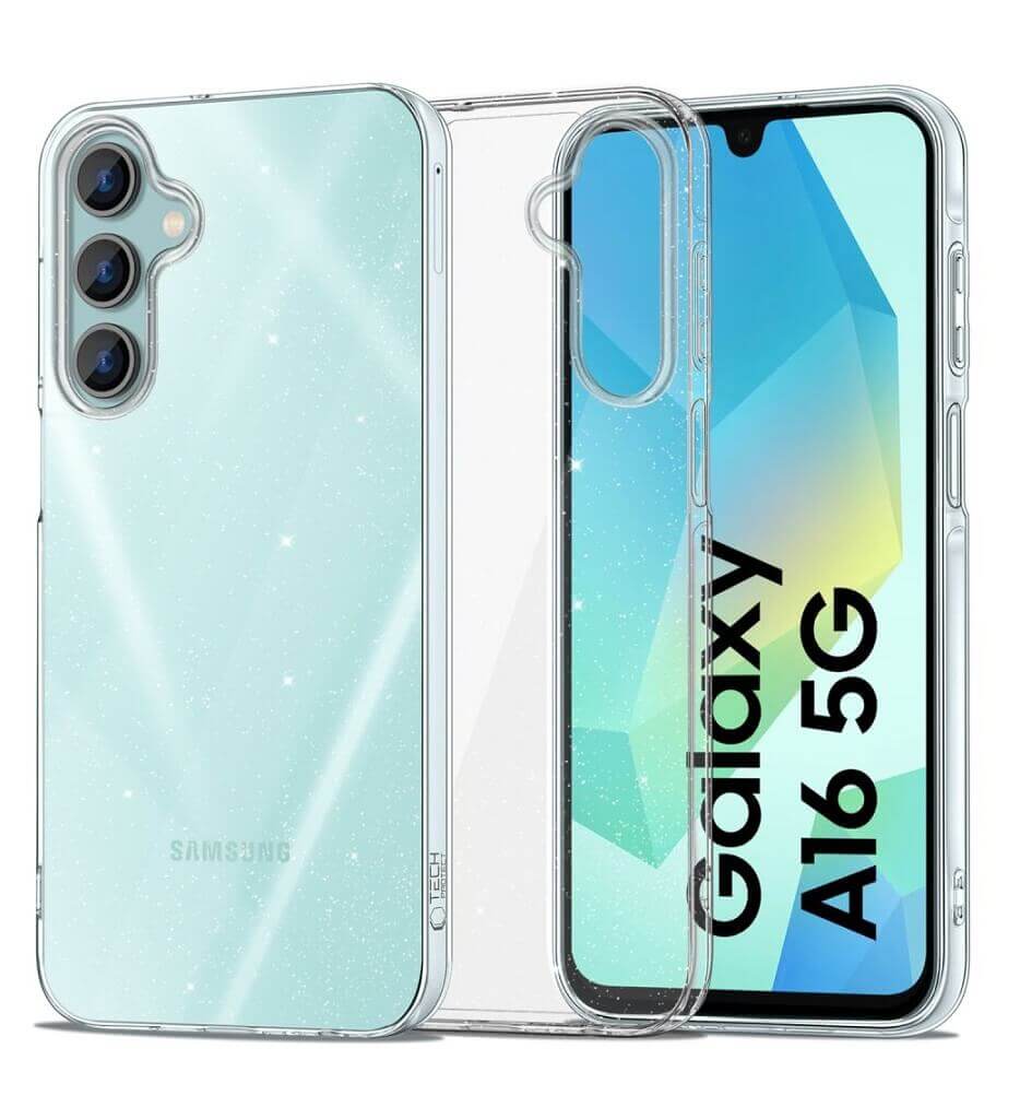 Блестящ Калъф за Samsung A16, Tech-Protect FlexAir Glitter Case, Прозрачен