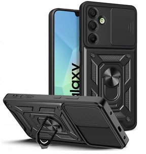 Калъф с Предпазител за Камера и Стойка за Samsung A16, Tech-Protect Kickstand Pro Case, Черен