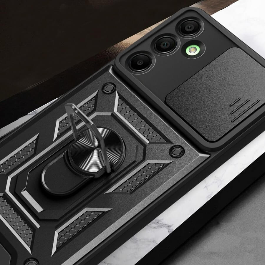 Калъф с Предпазител за Камера и Стойка за Samsung A16, Tech-Protect Kickstand Pro Case, Черен (6)