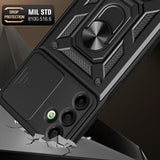 Калъф с Предпазител за Камера и Стойка за Samsung A16, Tech-Protect Kickstand Pro Case, Черен (3)
