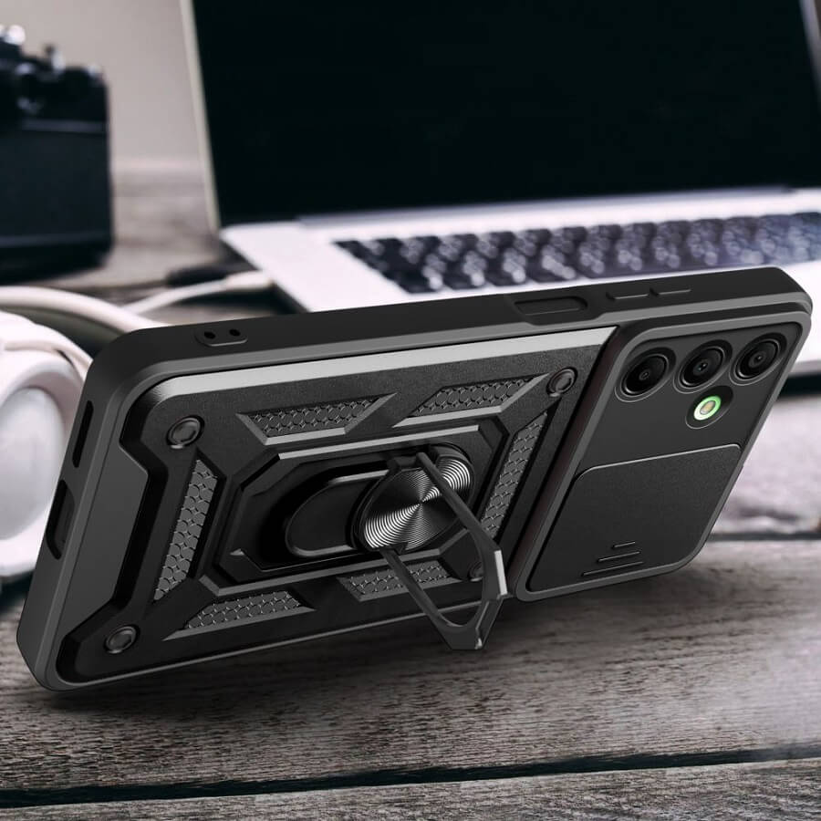 Калъф с Предпазител за Камера и Стойка за Samsung A16, Tech-Protect Kickstand Pro Case, Черен (5)