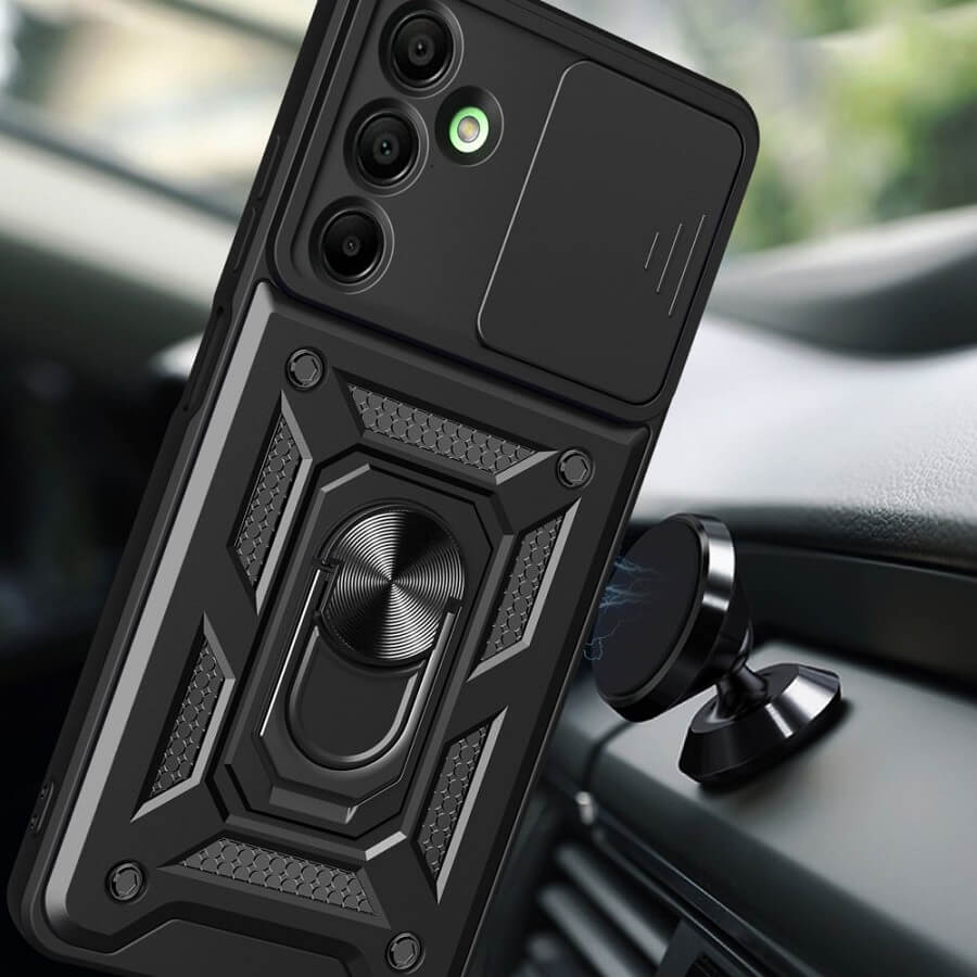 Калъф с Предпазител за Камера и Стойка за Samsung A16, Tech-Protect Kickstand Pro Case, Черен (4)