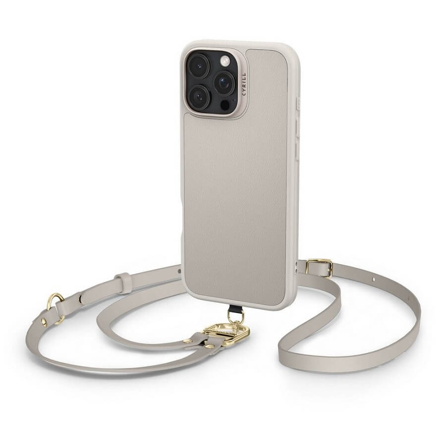 Magsafe Кожен Калъф с Връзки за iPhone 16 Pro Max, Spigen Cyrill Kajuk Classic Charm, Бежов