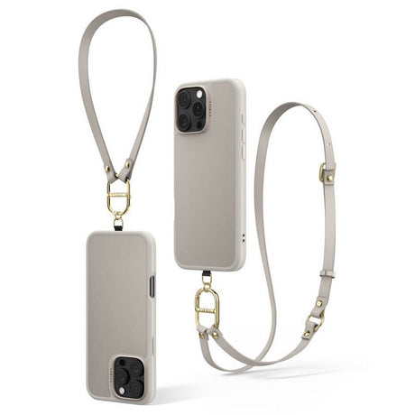 Magsafe Кожен Калъф с Връзки за iPhone 16 Pro, Spigen Cyrill Kajuk Classic Charm, Бежов (6)