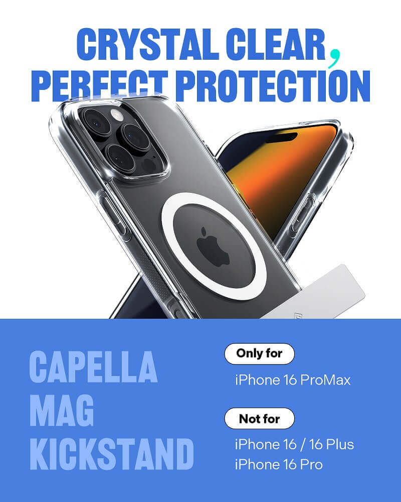 Magsafe Калъф за iPhone 16 Pro, Spigen Caseology Capella Kickstand Case, Прозрачен (10)