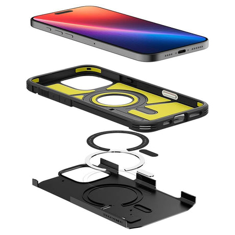 MagSafe Противоударен Калъф за iPhone 16 Pro, Spigen Tough Armor T Case, Черен (8)
