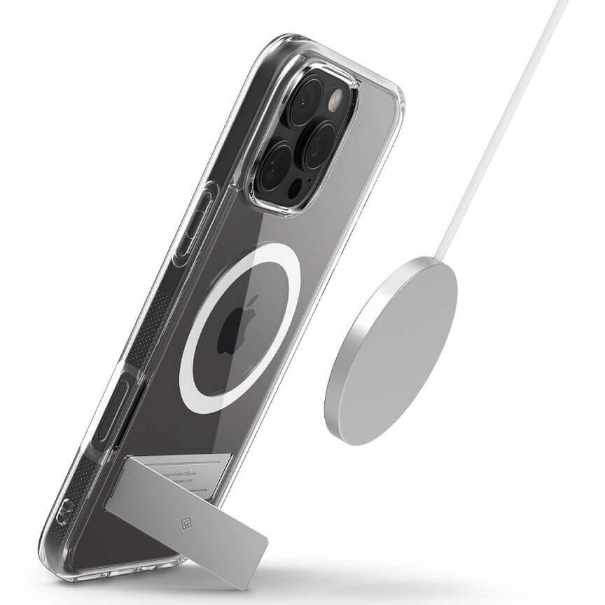 Magsafe Калъф за iPhone 16 Pro, Spigen Caseology Capella Kickstand Case, Прозрачен (4)